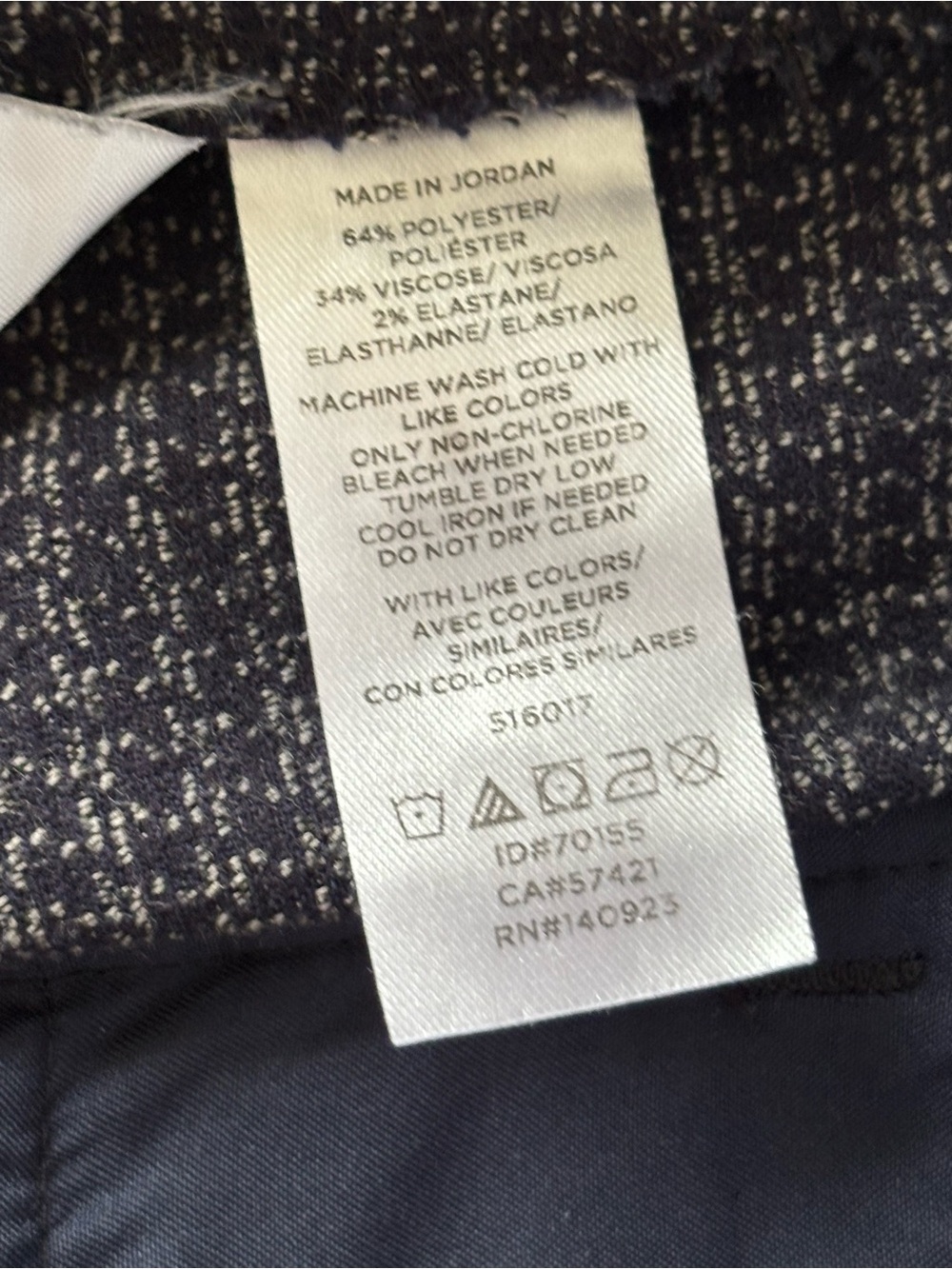 LOFT High Waist Curvy Trouser Navy Houndstooth Size 10 Petite - Picture 3 of 4